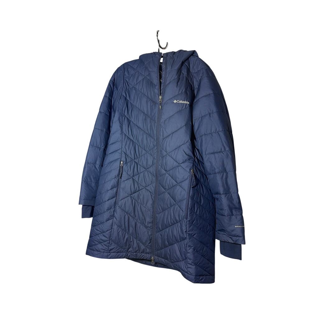 Columbia Heavenly Long Hooded Jacket Size L Navy Blue Great Condition - Picture 6 of 14